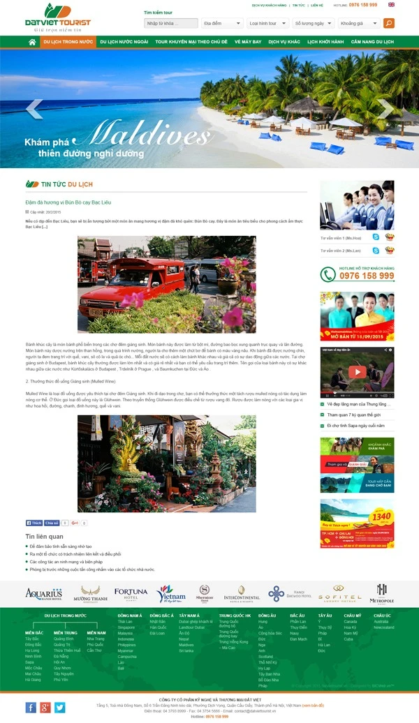 Thiết kế website du lịch datviettourist.vn