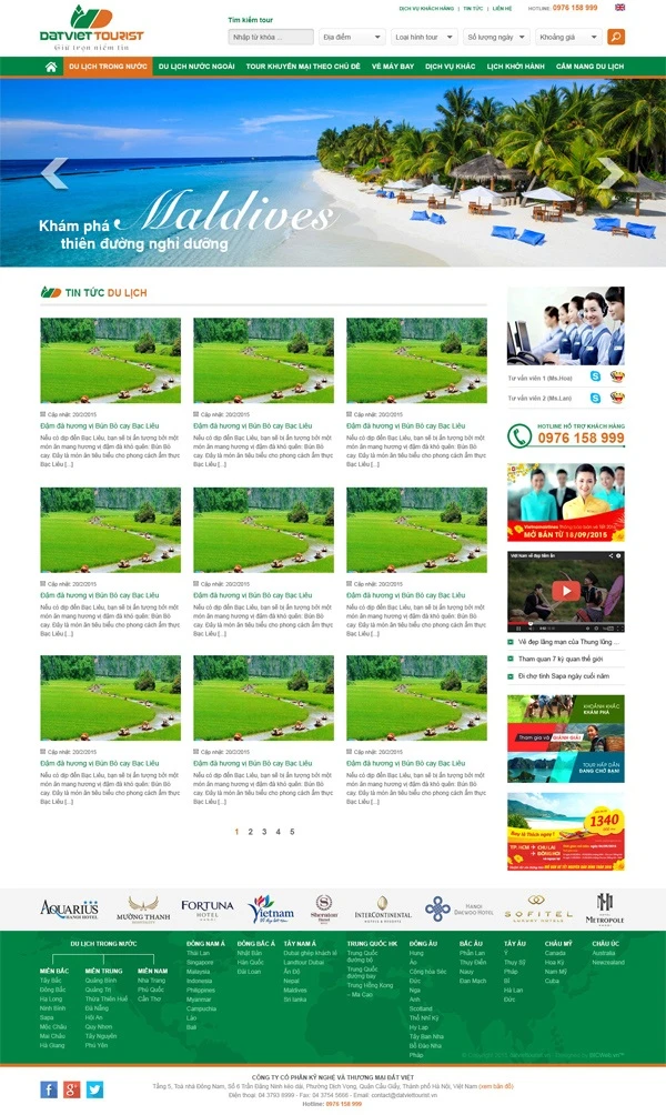 Thiết kế website du lịch datviettourist.vn