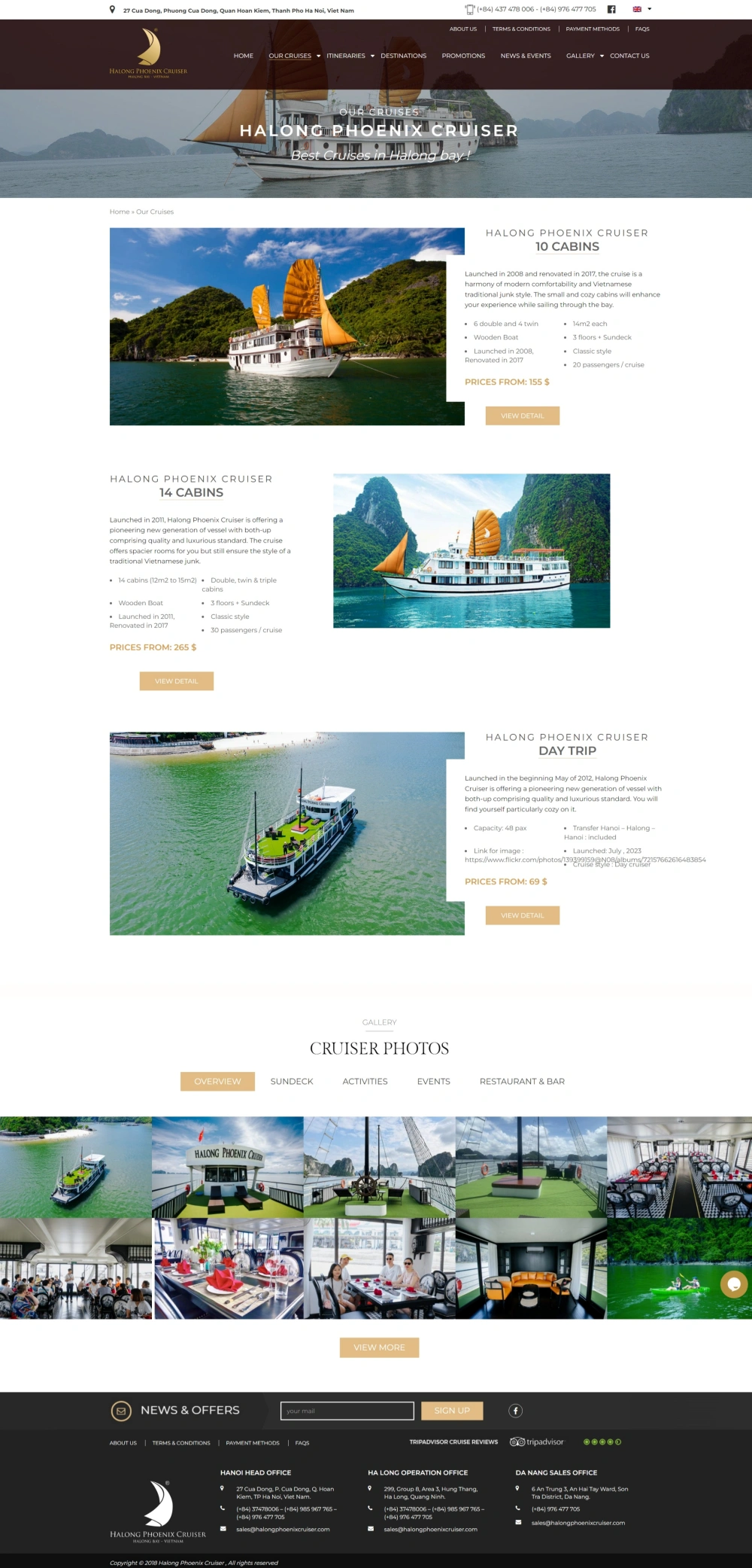 Website tàu du lịch Hạ Long Phoenix Cruiser